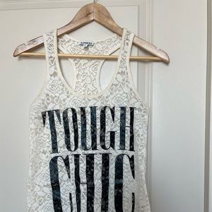 Cream Racerback ‘TOUGH CHIC’ tank. Perfect for that tough chic kinda gal!